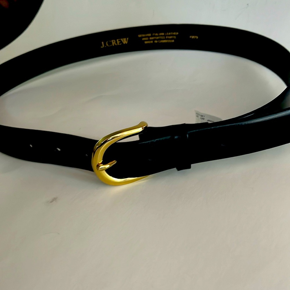 J. Crew Black Belt with Gold Buckle